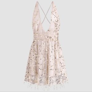 Light pink backless sequin dress